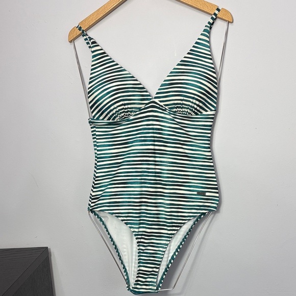 Naturana Other - Naturana One Piece Swimsuit Striped Teal White
